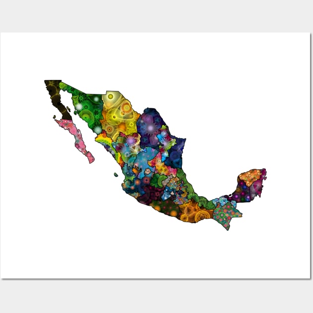 Spirograph Patterned Mexico States Map Wall Art by RachelEDesigns